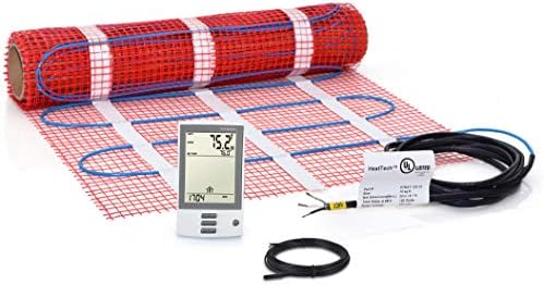 10 sqft Mat Kiti, elektrikli karo yerden ısıtma sistemi ile GFCI Programlanabilir Termostat ve Zemin Sensörü, 120V