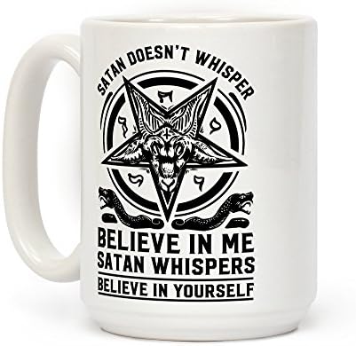 LookHUMAN Şeytan Fısıldamıyor Beyaz 15 Ons Seramik Kahve Kupası
