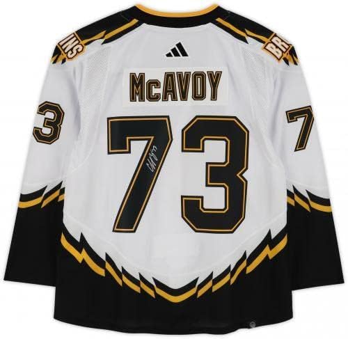 Çerçeveli Charlie Mcavoy Boston Bruins İmzalı 2022-23 Ters Retro Adidas Otantik Forma-İmzalı NHL Formaları