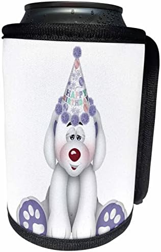3dRose Sevimli Beyaz ve Mor Mutlu Yıllar Köpek Yavrusu. - Şişe Sargısını Soğutabilir (cc-360295-1)