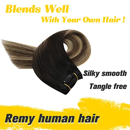Paketler-2 Ürün: klipsli postiş insan saçı Balayage Siyah Kahverengi Sarışın 20 inç Dikmek saç ekleme gerçek insan