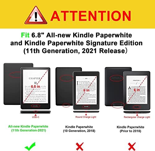 6.8 Kılıf Kindle Paperwhite (11th Nesil, 2021 Sürümü) Kılıf, Bilek Kayışı ve Stylus ile İnce Dayanıklı PU Kapak