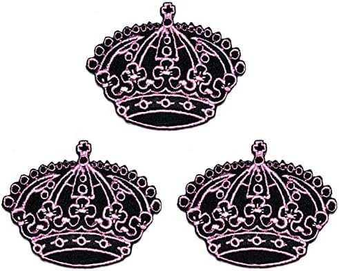 Kleenplus 3 adet. Prenses Karikatür Çocuk Çocuklar Siyah Pembe Taç Demir on Yamalar Faaliyetleri İşlemeli Logo Giydirin