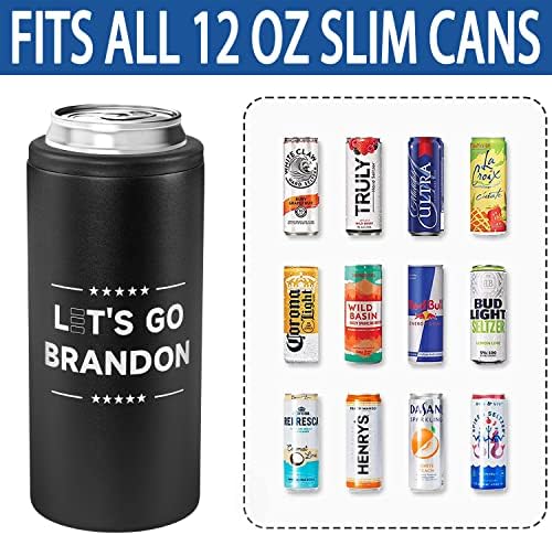 Gidelim Brandon Sıska İnce Bira ve Sert Seltzer için Soğutucu Olabilir FJB Amerikan Bayrağı 12 oz Evrensel İnce Kutu