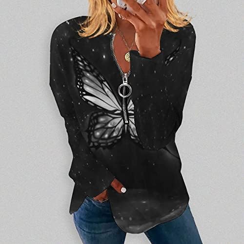 NOKMOPO Kadın oduncu gömleği Moda Rahat Eğimli Yaka Hoodie Baskı uzun Kollu tişört Üst