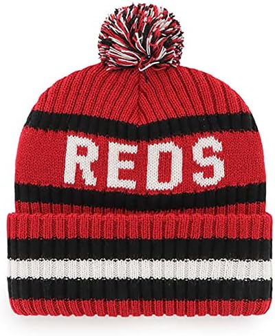 '47 Cincinnati Reds Mens Womens Bere Manşet Örgü Streç Fit Kırmızı Takım Renk Logo Bere