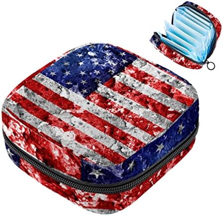 Dönem Çantası, hijyenik kadın bağı saklama çantası, Dönem Çantası, Seyahat Makyaj Çantası, Retro Amerikan Bayrağı