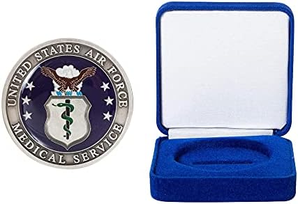 Amerika Birleşik Devletleri Hava Kuvvetleri Sağlık Hizmeti Mücadelesi Coin ve Mavi Kadife Teşhir Kutusu