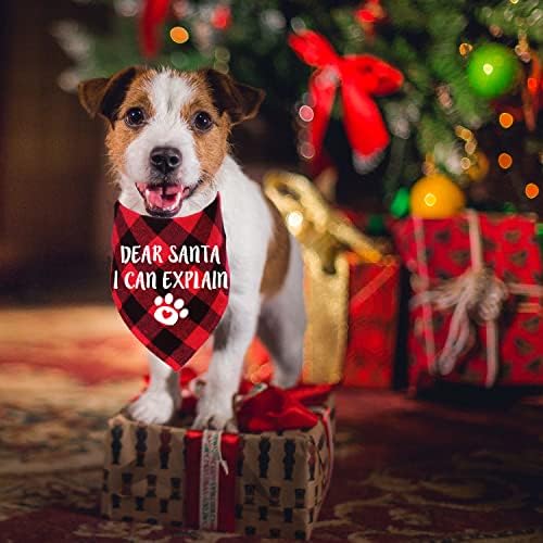 STMK Noel Köpek Bandana, 4 Paket Noel Ekose Köpek Bandanalar Eşarp Noel Tatili için Köpek Yavrusu Kostüm (Ekose)