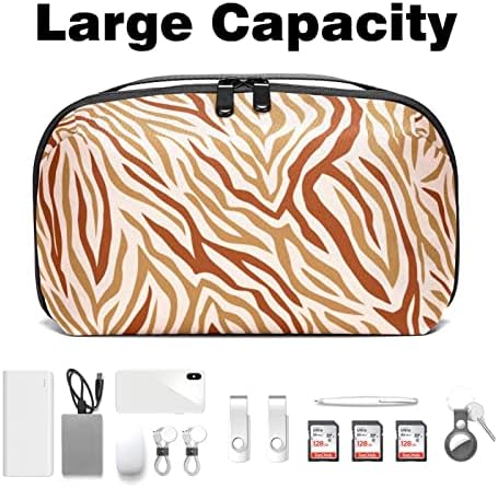 Taşıma çantası Seyahat kılıf çanta USB kablo düzenleyici Cep Aksesuar Fermuar Cüzdan, Hint Desen Hayvan Baskı Kahverengi