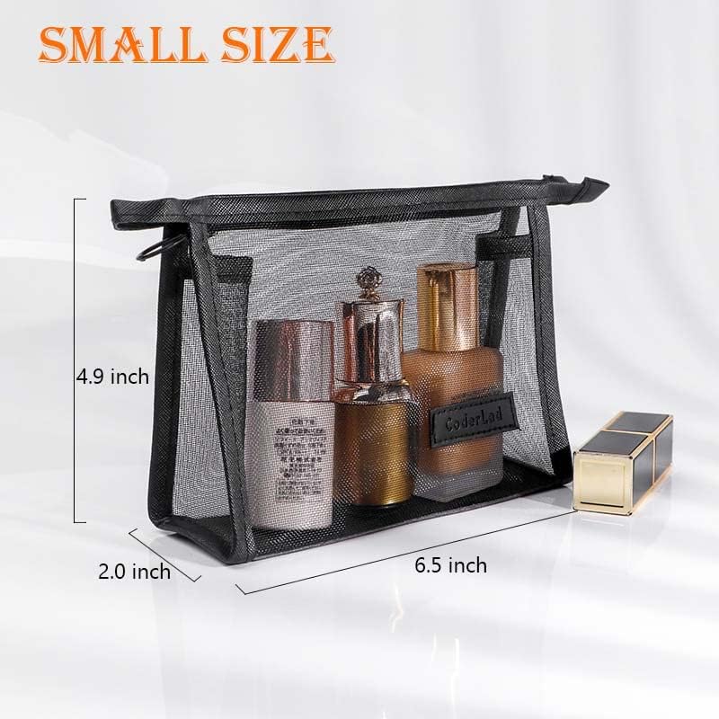 FWİTHX Kozmetik Çantaları 3 Parçalı Şeffaf Ağ Kozmetik fermuarlı çanta Seyahat kozmetik çantası seti saklama çantası,