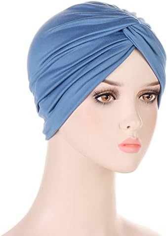Kadın Wrap Türban Önceden Bağlı Bere Şapka Kafa Sarar Elastik Düz Renk Düğüm Kasketleri Hafif Kanser Şapkalar