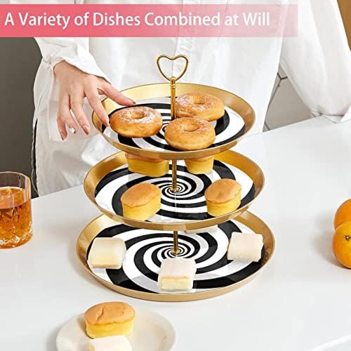 3 Katmanlı Cupcake Standı Spiral Daire Desen Parti Gıda sunucu teşhir standı Meyve Tatlı Tabağı Dekorasyon için Düğün,