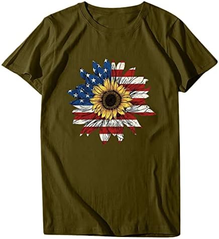 ZEFOTİM 4th Temmuz Gömlek Kadın 2023 Kısa Kollu O Boyun grafikli tişört Casual Yaz Moda Amerikan Bayrağı Üstleri