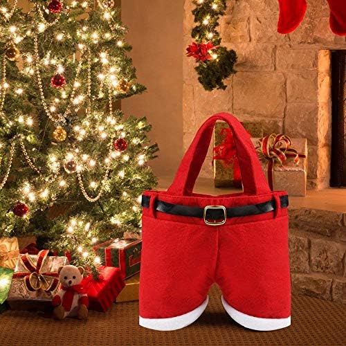 10 ADET Noel Süslemeleri hediye keseleri Şeker Torbaları Santa Pantolon Tarzı Çocuklar için Güzel ikram çantaları
