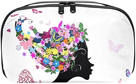 Pembe Güller Desen Makyaj Çantası Fermuar Kılıfı Seyahat kozmetik düzenleyici Kadınlar ve Kızlar için