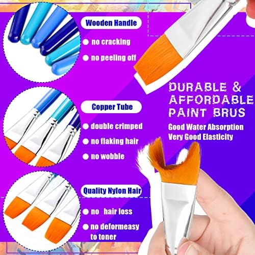 24 Adet Düz Boya Fırçaları Suluboya Akrilik Boya Düz Fırçalar 1 İnç Sanatçı Boyama Fırçası Sentetik Naylon Boya Fırçaları