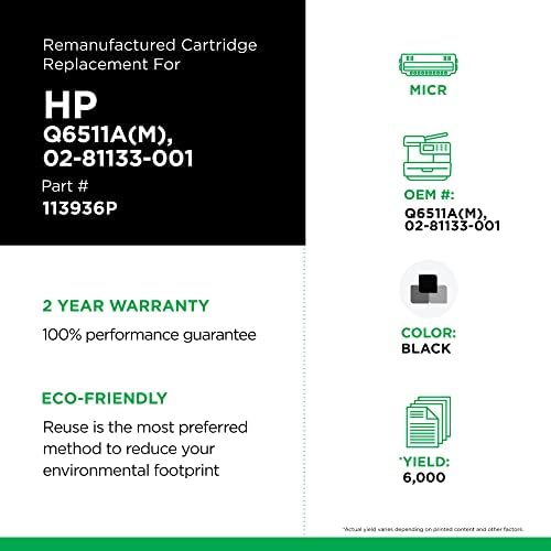Yonca Yeniden Üretilmiş MICR Toner HP için kartuş 11A Q6511A( M), 02-81133-001 / Siyah