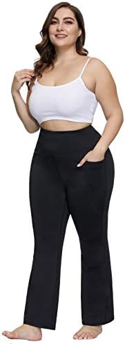Hanna Nikole kadın Artı Boyutu Bootcut Yoga cepli pantolon Yüksek Belli egzersiz pantolonları Bootleg