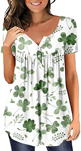 Tunik Gömlek Kadınlar için, Artı Boyutu Gizlemek Göbek 2023 Yaz Kısa Kollu T Gömlek Henley Tişörtleri Şık Casual Bluzlar