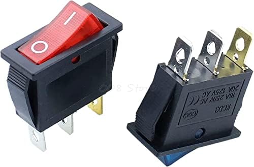 GİBOLEA Rocker Anahtarı 5 Adet On-Off 3Pin DPST Rocker Anahtarı 15A / 20A 250 V / 125VAC (Renk : Sarı)