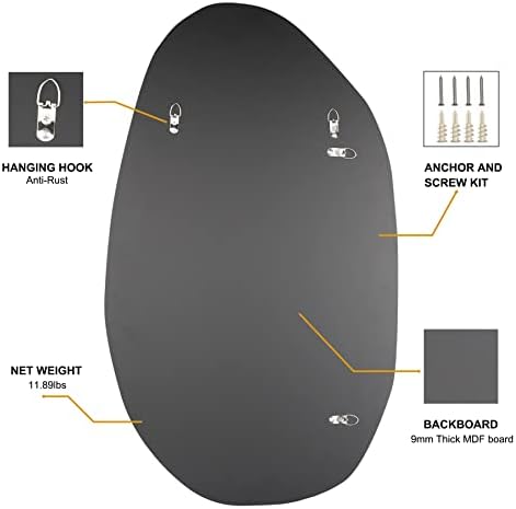BOMINICA Düzensiz duvar aynası Çerçevesiz Asimetrik Accent Ayna Oturma Odası için Giriş Yatak Odası, 19.5 x 33.5