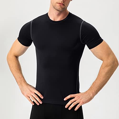 Erkek Atletik Gömlek Sıkıştırma koşu T Shirt Taban Katmanı Hızlı Kuru Fit Egzersiz Kısa Kollu Fanilalar