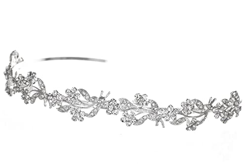 SAMKY Çiçek Çiçek Çelenk Kafa Tiara-Gümüş Kaplama Temizle Kristaller T630