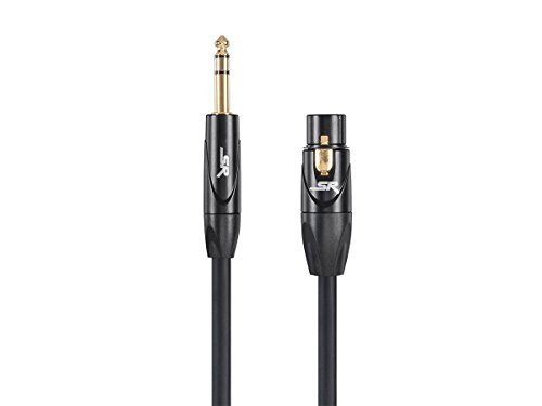 Monoprice XLR Dişi-1/4 inç TRS Erkek Kablo - 1,5 Fit-Siyah, 16AWG, Altın Kaplama-Sahne Sağ Serisi