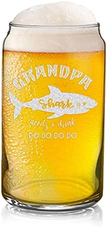 Veracco Büyükbaba Köpekbalığının Bir içkiye İhtiyacı Var Bira Bardağı Cam Komik Köpekbalığı Babalar Günü Yeni Baba