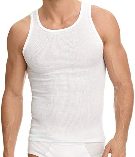 Erkek %100 % Pamuk Tank Top A-Shirt Eşi Çırpıcı Fanila Nervürlü Siyah ve Beyaz 6 Paket