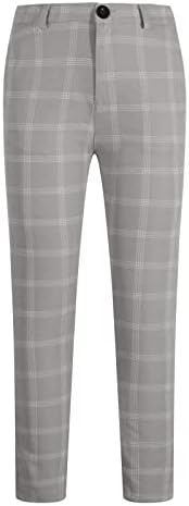 Erkek Ekose Slim Fit takım elbise pantalonları Streç Düz Ön Rahat Sıska uzun pantolon İş Golf Kalem Chinos Cep ile
