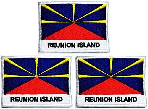 Kleenplus 3 adet. 1. 7X2. 6 İNÇ. Ulusal Reunion Adası Bayrağı Yamalar Bayrak Ülke Askeri Taktik İşlemeli Aplike Demir