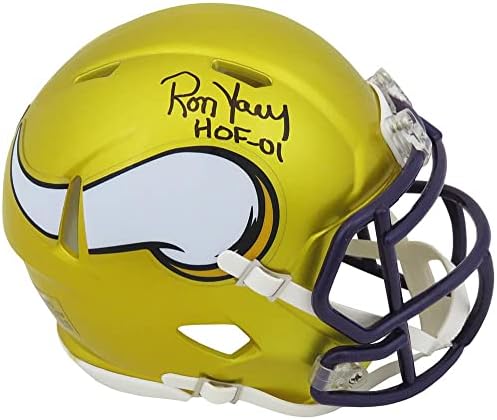 Ron Yary İmzalı Minnesota Vikings FLAŞ Riddell Hızlı Mini Kask w/HOF ' 01 - İmzalı NFL Mini Kasklar