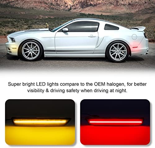 SHİNEFİT LED Yan İşaretleyici İşık Değiştirme Mustang 2010-2014 için, 4 ADET Ön Amber Arka Kırmızı Tampon Yan İşaretleyici