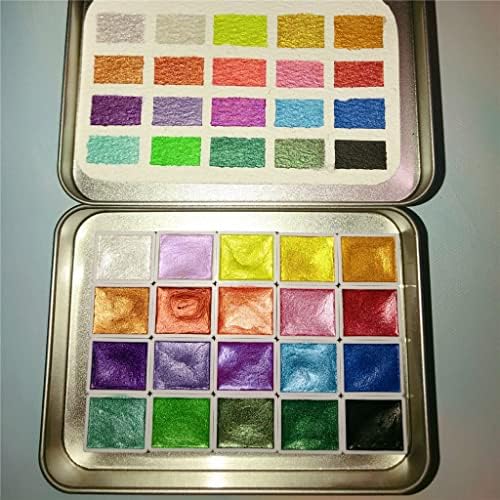 XBWEI Katı Suluboya 20 Renk Suluboya Boyalar Set Dokulu Sedefli Pigment Metalik Glitter Taşınabilir Sanat Malzemeleri