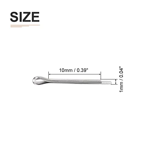 DTGN 1mm x 10mm (DXL) Kama Klip Pimleri-60Pack için İyi Makine - 304 Paslanmaz Çelik Firkete Bağlantı Elemanları-Gümüş