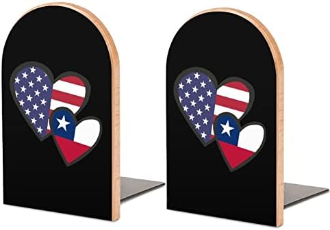 Birbirine Kalpler Amerikan şili bayrağı Ahşap Kitap Ayracı Kaymaz Dekoratif Kitap Tutucu Kitap Durdurma Rafları Ağır