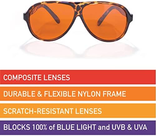 BluBlocker, Demi-Kaplumbağa Çizilmeye Dayanıklı Lensli Orijinal Havacı Güneş gözlükleri / Mavi ışığın %100'ünü ve