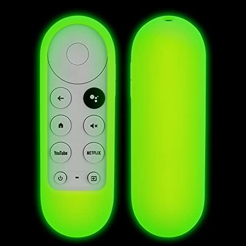Akwox [Nightglow Green] Google TV'li Chromecast için Silikon Kılıf 2020 Sesli Uzaktan Kumanda, Hafif [Kaymaz] 2020