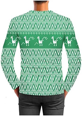 XXBR Noel asker Uzun Kollu tişörtler Mens için, Noel Ren Geyiği Ağacı Baskılı Egzersiz Atletizm Parti Tee Üstleri