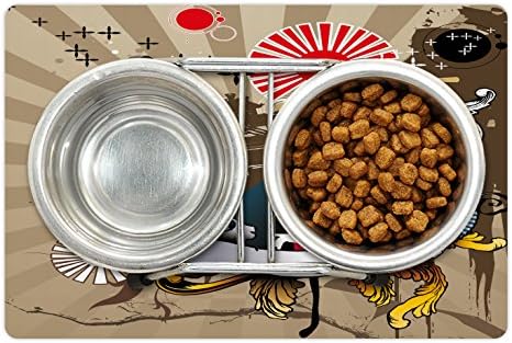 Yiyecek ve Su için Lunarable Modern Pet Mat, Geleneksel Geyşa Kadın Tarzı Kültürel Grafik Sanat Baskılı Japon Sanatı,