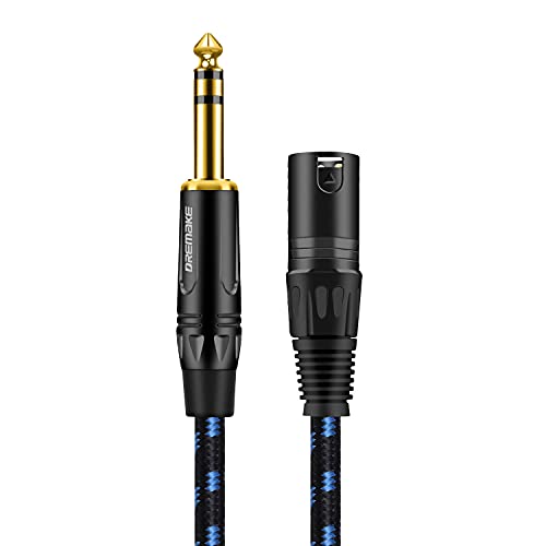 DREMAKE XLR - 1/4 inç TRS Mikrofon Ses Kablosu, 3FT XLR 3 Pin Erkek-Çeyrek İnç 6.35 mm/6.5 mm TRS Erkek Elektrikli