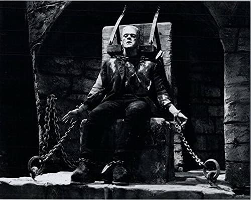 Frankenstein'ın gelini Boris Karloff Frankenstein sandalyeye zincirlenirken 8x10 fotoğraf